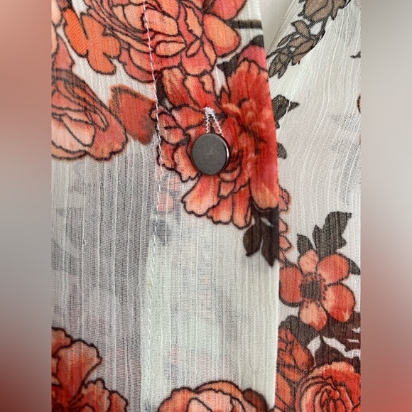 A New Day Women’s Sheer Shirt M Button Up Long Sleeves Floral Vines Lagenlook - Picture 4 of 9